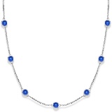 Blue Sapphires Gemstones by The Station Necklace 14k White Gold 2.25ctw