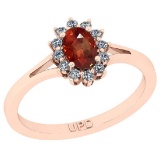 0.64 Ctw I2/I3 Red sapphire And Diamond 14K Rose Gold Promises Ring
