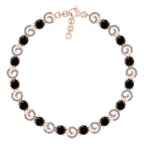 7.98 Ctw I2/I3 Treated Fancy Black Diamond And White Diamond 14K Rose Gold Bracelet