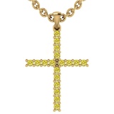 Certified 0.54 Ctw Fancy Yellow Diamond 14k Yellow Gold Pendant
