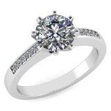 Certified .90 CTW Round Diamond 14K White Gold Ring