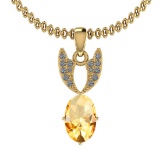 Certified 4.05 Ctw Yellow Topaz And Diamond I2/I3 14K Yellow Gold Pendant