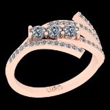 0.57 Ctw i2/i3 Diamond 14K Rose Gold three Stone Ring