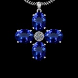 16.34 Ctw VS/SI1 Tanzanite And Diamond 10K White Gold Vintage Style Pendant