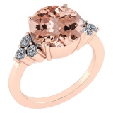 Certified 3.60 Ctw Morganite And Diamond Ring 14K Rose Gold