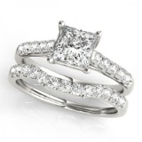 CERTIFIED 18KT WHITE GOLD 1.04 CTW J-K/VS-SI1 DIAMOND BRIDAL SET