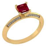 Certified .89 CTW Genuine Ruby And Diamond 14K Yellow Gold Rings