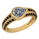 Certified 1.72 Ctw I2/I3 Treated Fancy Black And White Diamond 14K Yellow Gold Vintage Style Anniver