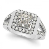 CERTIFIED PLATINUM 1.10 CTW J-K/VS-SI1 DIAMOND HALO ENGAGEMENT RING