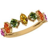 Certified 1.45 Ctw Multi Sapphire 14K Yellow Gold Ring