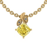Certified 0.61 Ct GIA Certified Natural Fancy Yellow Diamond and White Diamond 18K Yellow Gold Penda