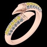 Certified 0.45 Ctw SI2/I1 Treated Fancy Yellow And White Diamond 14K Rose Gold Creature Style Ring