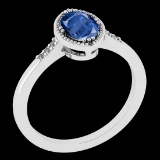 Certfied 0.54 Ctw Kyanite And Diamond I1/I2 14K White Gold Anniversary Ring