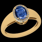 Certfied 0.87 Ctw Kyanite And Diamond I1/I2 18k Yellow Gold Engagement Ring