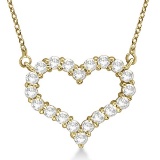 Open Heart Diamond Pendant Necklace 14k Yellow Gold 3.10ctw