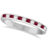 Ruby and Diamond Semi-Eternity Channel Ring 14k White Gold 0.40ctw