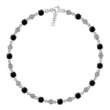 4.06 Ctw I2/I3 Treated Fancy Black Diamond And White Diamond 14K White Gold Bracelet