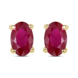 4.50 CTW Genuine Ruby And 14K Yellow Gold Earrings