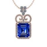 Certified 8.19 Ctw VS/SI1 Tanzanite And Diamond 14K Rose Gold Victorian Style Necklace
