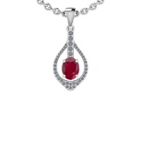 1.07 Ctw SI2/I1 Ruby And Diamond 14K White Gold Vintage Style Pendant