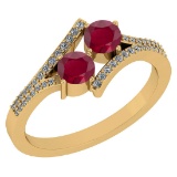 0.65 Ctw I2/I3 Ruby And Diamond 14K Yellow Gold Ring