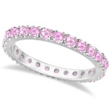 Pink Sapphire Eternity Ring Stackable Band 14k White Gold 0.73ctw
