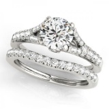 CERTIFIED 18KT WHITE GOLD 1.16 CTW J-K/VS-SI1 DIAMOND BRIDAL SET