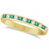 Channel-Set Emerald and Diamond Ring Band 14k Yellow Gold 1.00ctw