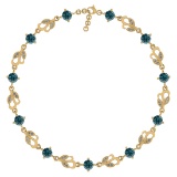 2.95 Ctw I2/I3 Treated Fancy Blue Diamond And White Diamond 14K Yellow Gold Bracelet