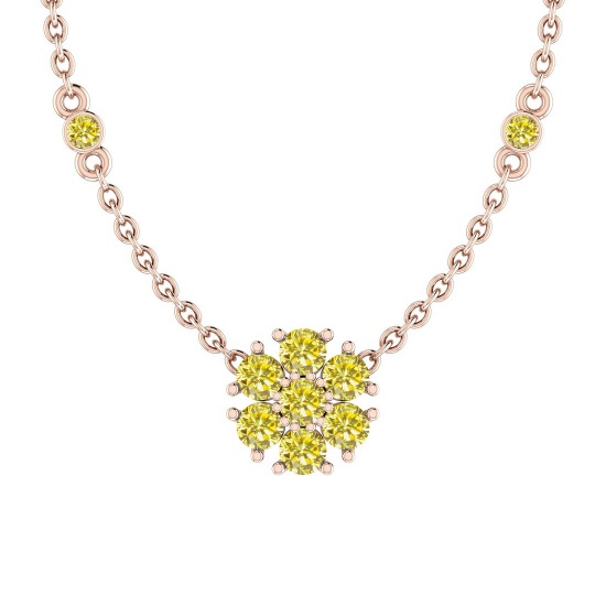 1.08 Ctw i2/i3 Treated Fancy Yellow Diamond 14K Rose Gold Necklace