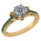 Certified 1.33 Ctw I2/I3 Treated Fancy Blue And White Diamond 14K Yellow Gold Victorian Style Engage