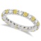 Canary Yellow and White Diamond Eternity Ring 14k White Gold 2.00ctw