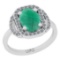 2.32 Ctw SI2/I1 Emerald And Diamond 14K White Gold Engagement Ring