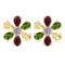 Certified 4.33 Ctw Garnet, Peridot, Citrine And Diamond I1/I2 14K Rose Gold Stud Earrings