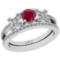 0.83 Ctw SI2/I1 Ruby And Diamond 14K White Gold Wedding Set Ring