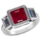 Certified 2.25 CTW Genuine Ruby And Diamond 14K White Gold Ring