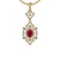 Certified 3.25 Ctw SI2/I1 Ruby And Diamond 14K Yellow Gold Necklace