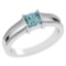 Certified .70 CTW Genuine Aquamarine And Diamond (G-H/SI1-SI2) 14K White Gold Promise Ring