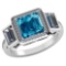 Certified 1.65 CTW Genuine Blue Topaz And Diamond 14K White Gold Ring