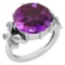 Certified 6.20 Ctw Amethyst And Diamond VS/SI1 Ring 14K White Gold MADE IN USA