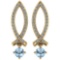 Certified .72 Ctw Genuine Aquamarine And Diamond 14k Yellow Gold Earrings