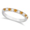 Diamond and Citrine Ring Guard Stackable Band 14k White Gold 0.32ctw