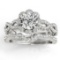 Halo Diamond Engagement and Wedding Rings Bridal Set 14k W. Gold 1.83ctw