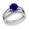 1.67 Ctw SI2/I1 Blue Sapphire And Diamond 14K White Gold Bridal Wedding Set Ring