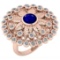 2.27 Ctw I2/I3 Blue Sapphire And Diamond 14K Rose Gold Antique Style Engagement Ring