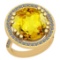19.84 Ctw I2/I3 Lemon Topaz And Diamond 14k Yellow Gold Engagement Halo Ring