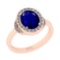 2.27 Ctw SI2/I1Blue Sapphire And Diamond 14K Rose Gold Engagement Halo Ring