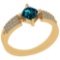 Certified 0.97 Ctw Treated Fancy Blue and White Diamond I1/I2 14k Yellow Gold Vintage Style Ring
