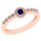 0.27 Ctw I2/I3 Blue Sapphire And Diamond 14K Rose Gold Ring