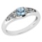 Certified 0.37 Ctw Aquamarine And Diamond 14k White Gold Halo Ring